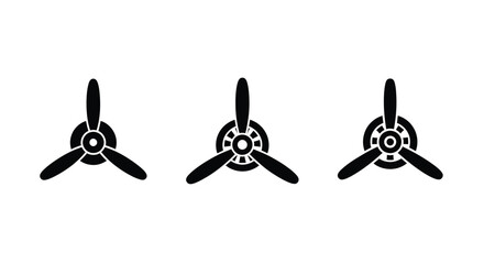 Three propeller designs viewed head on in black silhouette © MALA