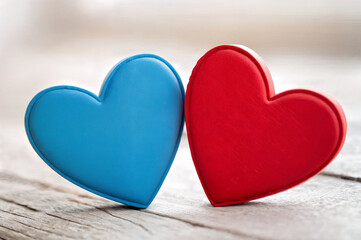 Fototapeta premium red heart on wooden background
