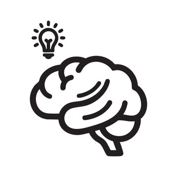 Creative idea lightbulb above brain