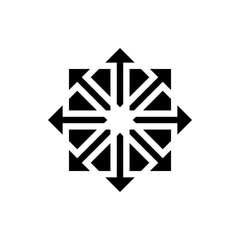 Fototapeta premium A minimalist black and white vector graphic of a geometric snowflake design