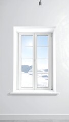 Window View - Winter Landscape and Bright Sky.