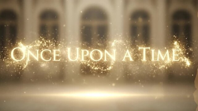 Once Upon A Time Golden Text with Sparkles on Blurred Background
