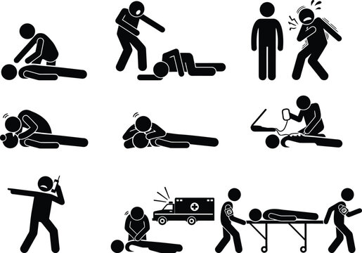 Medical emergency response and cpr icons collection