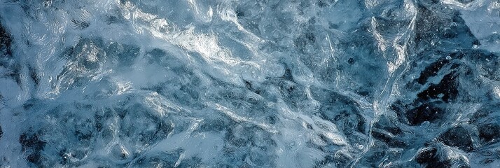 Fototapeta premium Frosty Ice Texture for Winter Design Elements with Intricate Crystal Patterns in Cool Blue Tones