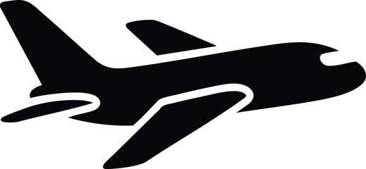 Airplane flying icon vector silhouette illustration depicting commercial passenger jet plane travel and transportation vector design © farhanatisha