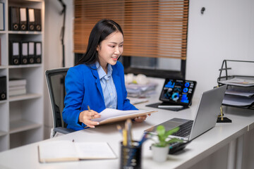 Professional woman working in modern office setting