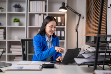 Businesswoman engaging in productive office work
