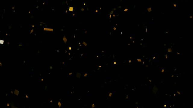 Golden Confetti Falling on Black Background