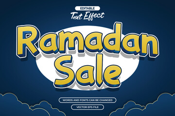 Ramadan sale editable text effect with clouds decoration