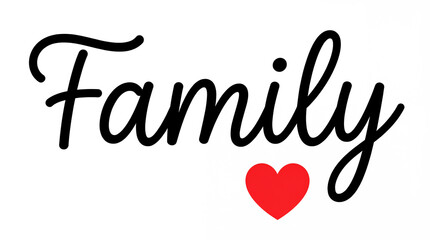 The word "Family" in a white background. International Day of Families, celebrated on May 15th