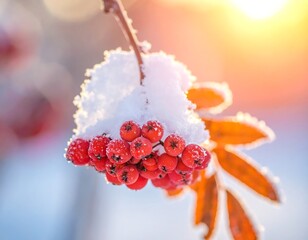 Winters Embrace - Rowan Berries Under a Blanket of Snow.