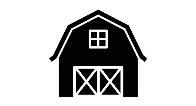 Barn Outline Icon On Black Background