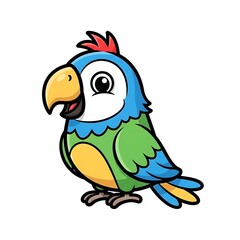 Obraz premium Colorful Cartoon Parrot Illustration on White.
