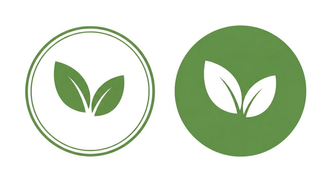 Green Leaf Icons Ecofriendly Organic Vegan Symbols