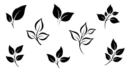 Fototapeta premium Minimalist Leaf Outlines With Digital Glitch Effect On Black