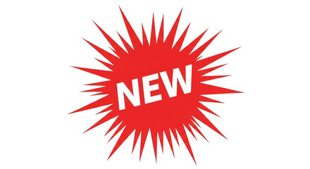 Red New Starburst Label On Black Background