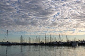 Beautiful sunset over the sea in Split, Croatia.