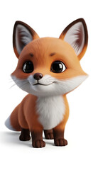 Fototapeta premium Sweet fox character in 3D cartoon illustration with warm colors.
