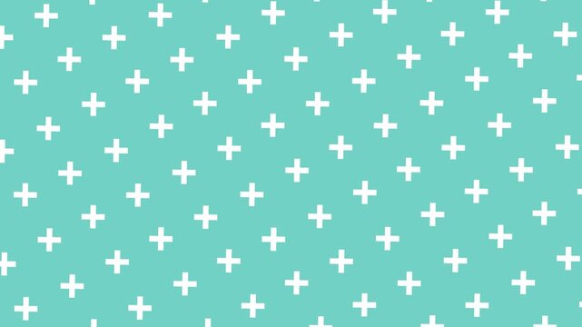 Seamless White Plus Sign Pattern Animated Loop on Teal Background &ndash; Minimal Motion Graphic