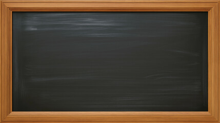 Empty Black Chalkboard with Wooden Frame Isolated on White Background &ndash; Education, School, Menu Board and Copy Space Concept