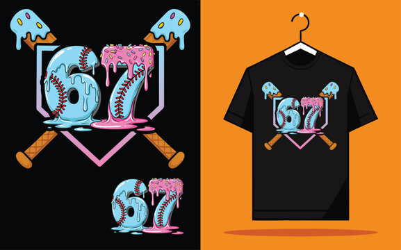 Baseball Drip Number 67 Vector file graphic design element