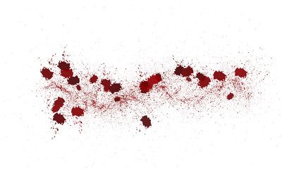 Red blood splatter stains on white background illustration