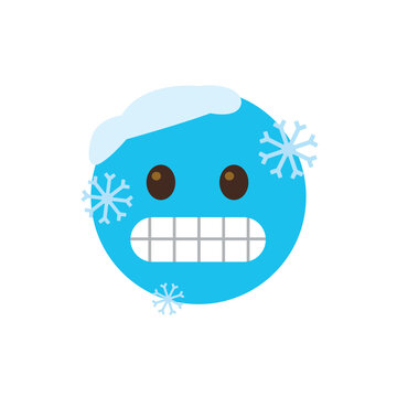 freezing cold face blue brr snow ice emoji symbol sign icon vector illustration isolated flat
