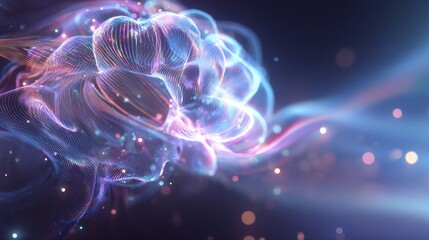 Obraz premium Vibrant abstract digital waves with glowing particles