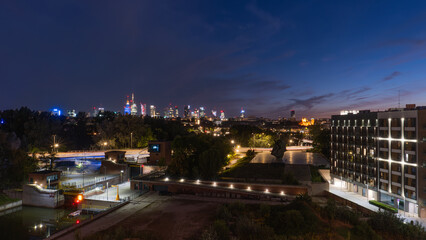 Fototapeta premium Praga Port in Warsaw at night