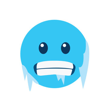 freezing cold face blue brr snow ice emoji symbol sign icon vector illustration isolated flat