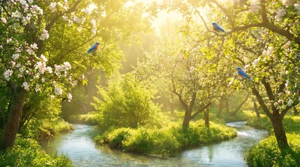 Pristine Grove Filled With Life In The Garden Of Eden