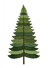 Fototapeta premium Artistic evergreen tree illustration.