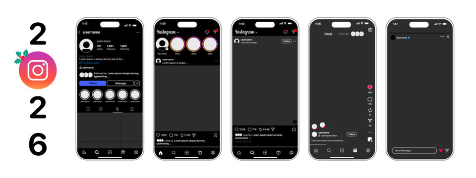 458. 444. 400. 377. instagram mockup social media template , new update instagram post mock up , frame social network, Instagram moc kup with mobile phone