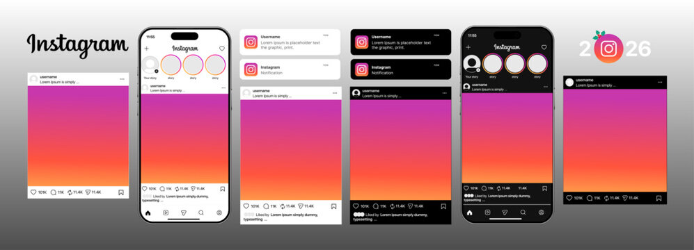 instagram mockup social media template , new update instagram post mock up , frame social network, Instagram moc kup with mobile phone