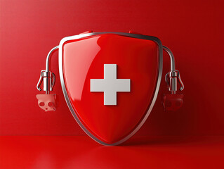 Abstract health insurance security concept using digital shield icons
