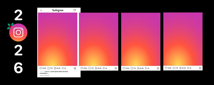 instagram post mockup template on an apple iPhone mobile screen. social media network. Minimal design phone interface of popular social networks. Premium carousel mock-up.