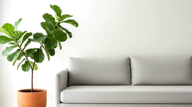 Modern Living Room with Potted Plant and Sofa.