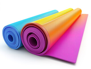Fitness tools and yoga mat combined with stretching bands for holistic health