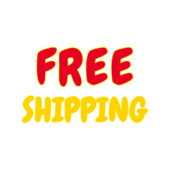 Vibrant Red and Yellow Free Shipping Label - Playful Rounded Typography for E-commerce