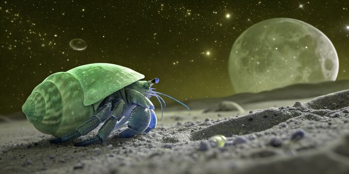 small hermit crab on the ground