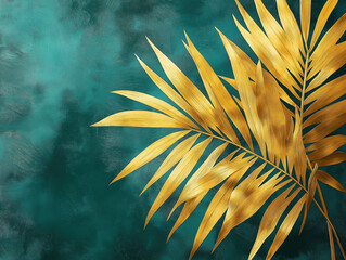Elegant golden palm leaves displayed on a deep emerald backdrop, signifying legacy