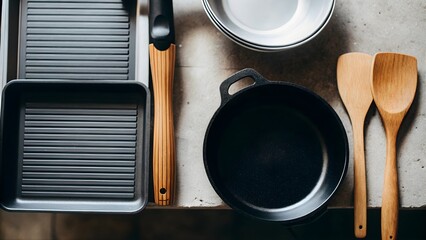 Minimal Kitchen Cookware Flat Lay