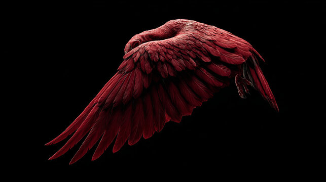 Dramatic Deep Red Eagle Wing with Detailed Feathers and Talon