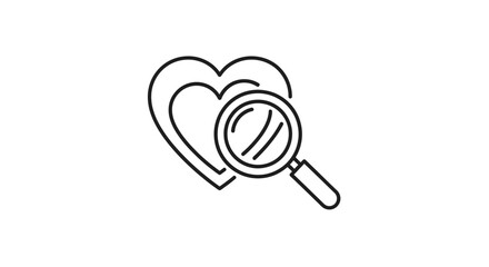 Heart Search Magnifier Icon, Love Discovery & Relationship Search Symbol