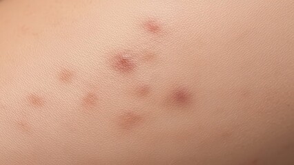 Fototapeta premium Close-up of skin with acne or rash on light complexion showing red bumps and texture detail