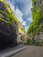 Bicaz Gorges canyon road and river, Romania