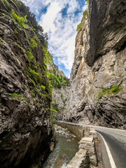 Bicaz Gorges canyon road and river, Romania