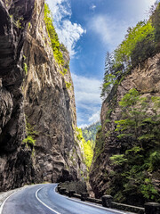 Bicaz Gorges canyon road and river, Romania