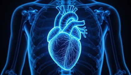 Human Heart Anatomy with Torso X-Ray View - Medical Illustration for Cardiovascular Health