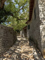 Stone alley in Monodendri village, Zagori, Greece